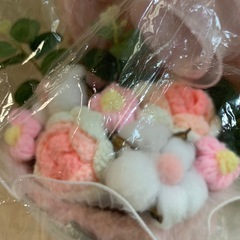 ❤️早く取りに来れる方❤️新品自宅保管品　うさ耳　毛糸のお花の花束　韓国風　プレゼントお祝いに❤️の画像