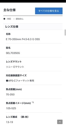 ミラーレス カメラ レンズ SONY E70-350mm F4.5-6.3 G
