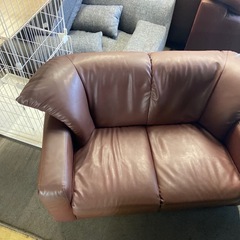ラブソファ　ブラウン　レザーの画像