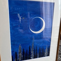 作者不明　額入り絵　イラスト　アクリル絵　の画像