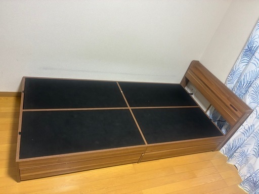 【引取限定(2階)】収納付きベッド台1980(2090)×970×265(650)