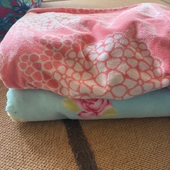 羽毛布団、薄手のタオルケットの画像