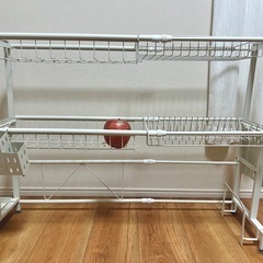サイズ自在✨特大容量🍽️食器・鍋　水切りラック２段の画像