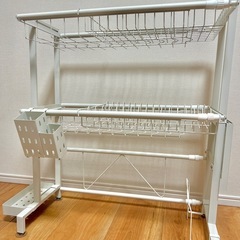 サイズ自在✨特大容量🍽️食器・鍋　水切りラック２段の画像