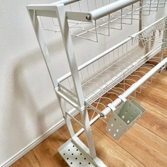 サイズ自在✨特大容量🍽️食器・鍋　水切りラック２段の画像