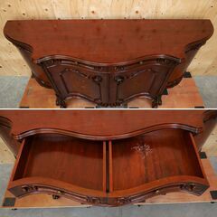 ≪zyt2608ジ≫ クラシック家具 アンティーク調 猫脚サイドボード イタリア製 ガラス/木象嵌/バロック/ヴェローナ/飾り棚/ガラスケース/キュリオケース/中古家具/宮城県仙台市/リユースストレージ仙台 071101-10の画像