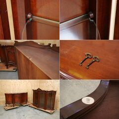 ≪zyt2608ジ≫ クラシック家具 アンティーク調 猫脚サイドボード イタリア製 ガラス/木象嵌/バロック/ヴェローナ/飾り棚/ガラスケース/キュリオケース/中古家具/宮城県仙台市/リユースストレージ仙台 071101-10の画像