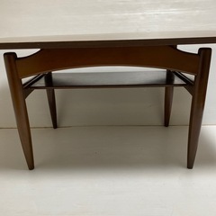 昭和レトロ コーヒーテーブル センターテーブル 応接テーブル 木製 棚付き 希少の画像