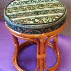 ラタン 丸型 クッションスツール 天然籐 チェア ラタンチェア 籐 スツールの画像