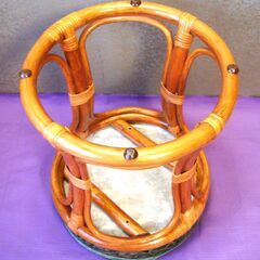 ラタン 丸型 クッションスツール 天然籐 チェア ラタンチェア 籐 スツールの画像