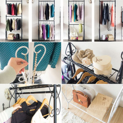 お洒落なアンティーク調！アイアンハンガーラックの画像