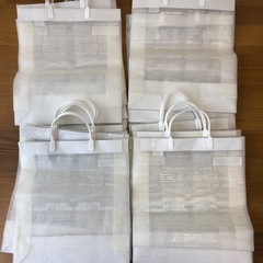 【未使用 16袋セット】amifa ハンドルバッグ フロストL 英字新聞柄  ショッパー　ヨッシーの画像