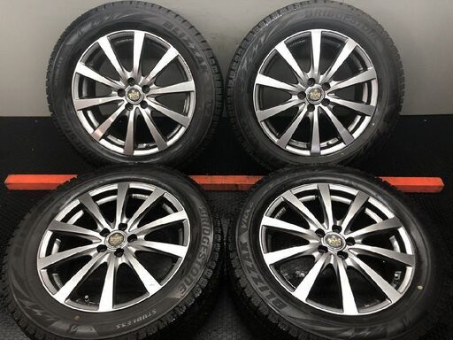 タイヤ走行短め【BS BLIZZAK VRX2 225/55R17】スタッドレス【MANARAY 17インチ 7J5HPCD100+50】22年製 XV フォレスター等　(STF077)