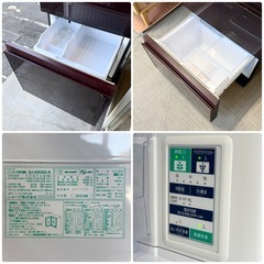 【美品‼️】シャープ 2018年製 356Lノンフロン冷凍冷蔵庫 自動製氷 プラズマクラスター 高級ガラスドア どっちもドア グラデーションレッド♪の画像