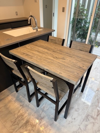 【未使用】木製ダイニングテーブルセット