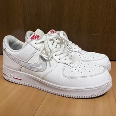 【美品】ナイキ エアフォース 1 ロー ホワイト/ブラック/レッド 27.5cmの画像