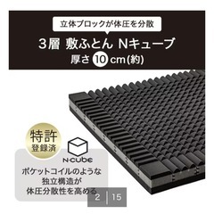 ニトリ 体圧分散に優れた3層構造敷ふとん ダブル(N-CUBE D)の画像