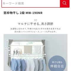 アイリスオーヤマ 突っ張り 窓枠物干し 2段 MW-190NRの画像