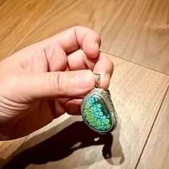 大粒 ターコイズ SV925 ペンダントトップ 19g スパイダーウェブの画像