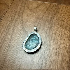 大粒 ターコイズ SV925 ペンダントトップ 19g スパイダーウェブの画像