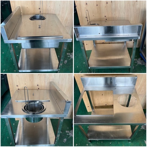 業務用食品準備作業テーブルパン粉付けテーブル、ステンレス容器と