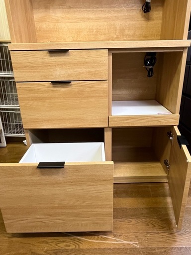 人気商品!! ニトリ キッチンボード エトナ ETONA-90KB-LBR2 木製 食器棚