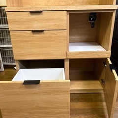 人気商品!! ニトリ キッチンボード エトナ ETONA-90KB-LBR2 木製 食器棚の画像