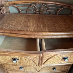 【無料】昭和レトロ 籐（ラタン）チェスト 6段（引き取り）の画像