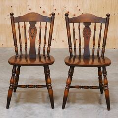 ≪zyt2609ジ≫ [2脚セット] 飛騨産業 ウインザーチェア HIDA/オールドキツツキ/ダイニングチェア/ヴィンテージ家具/中古家具/リユースストレージ仙台 071120-01の画像