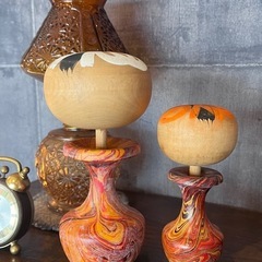 昭和レトロ　こけし 2体セット 郷土玩具 民芸品 木製 人形 置物　アンティークの画像