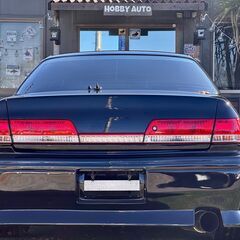 ローンは毎月43,300円～　トヨタ　マークⅡ ツアラーV　ブラックオールペン純正５速ＭＴ　ハイフロータービンＫ＆Ｎエアクリーナー　ＢＬＩＴＺラジエーター　前置インタークーラー　ＡＰＥＸｉＦＣコマンダー・ブーストコントロールバルブ　車高調　ＲＡＹＳ18インチアルミホイール　社外マフラー　ストレートパイプの画像