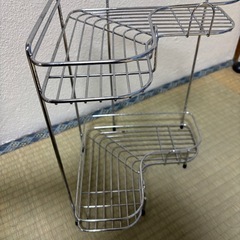 コーナーラック　2段ラック　ステンレス　ワイヤーバスラック　キッチン　浴室　ボトルスタンド　の画像