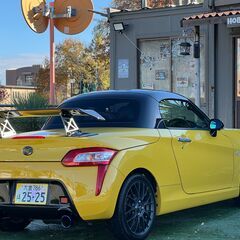 ローンは毎月13,700円～　ダイハツ　コペン　ローブ　GSPORTドアミラー　柿本改ツインマフラー　大型GTウイング　車高調　ENKEI16インチアルミホイール　車高調　タワーバーの画像