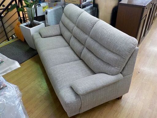 3人掛けソファ 布製  幅182㎝ ハイバックソファ ベージュ系  3Pソファ 3シーター 西岡店