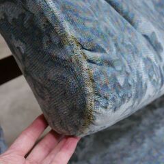 ≪zyt2610ジ≫ 飛騨産業 3人掛けソファ 布張り 短起毛/ベルベット/モケット/クレセント/3連チェア/オールドキツツキ/ヴィンテージ家具/宮城県仙台市/リユースストレージ仙台 071126-01の画像