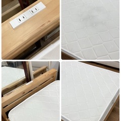 S202 ⭐ シングルベッド 木製 スリムタイプ コンセント付き 幅100cm USED 綺麗の画像
