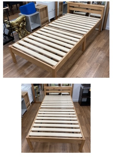 S202 ⭐ シングルベッド 木製 スリムタイプ コンセント付き 幅100cm USED 綺麗