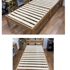 S202 ⭐ シングルベッド 木製 スリムタイプ コンセント付き 幅100cm USED 綺麗の画像