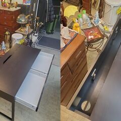 ALEX アレクス ワイドデスク 引出し付き ケーブル収納付き 机 ブラック 黒■幅132㎝x奥行58㎝x高さ76㎝■買取帝国 朝霞店 配達可能の画像