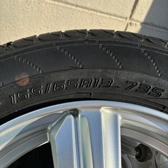 タイヤホイール４本セット、ナットキャップ、布製タイヤチェーンの画像