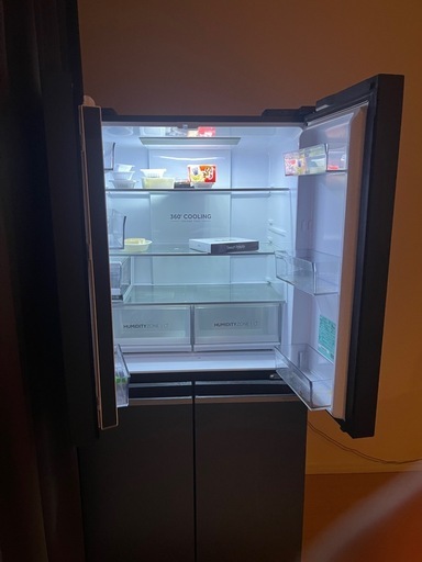 Haier（ハイアール）470L 冷蔵庫 JR-GX47A(H) フレンチドア／大容量／ブルーイッシュグレー