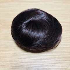 人工毛お団子ウィッグ　ダークブラウンの画像