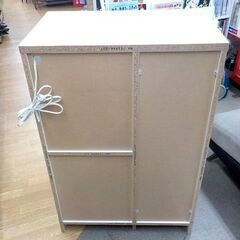 ミドルレンジボード 幅65.5×奥行41.5×高97㎝ コンセント付き キッチンボード 食器棚 ホワイト 西岡店の画像