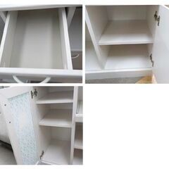 ミドルレンジボード 幅65.5×奥行41.5×高97㎝ コンセント付き キッチンボード 食器棚 ホワイト 西岡店の画像