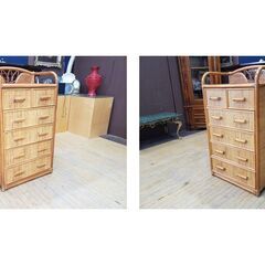 K31　籐　ラタン　五段六杯　チェストの画像