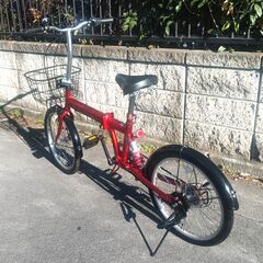 ★美品!!お届け可!!★ 20インチ 折りたたみ自転車 レッド 6段変速の画像