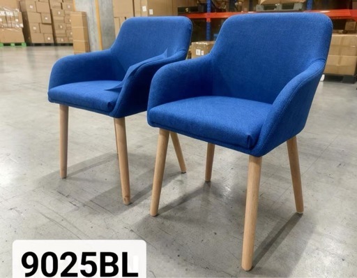 ダイニングチェア ネイビー2脚セット 布張り北欧風デザインファブリック製