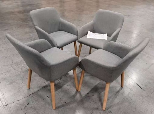 新品ダイニングチェア グレー4脚セット 布張り北欧風デザインファブリック製