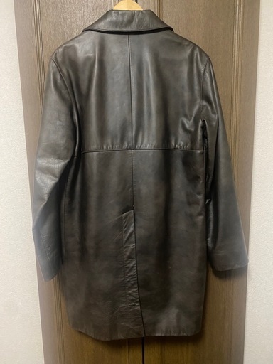 【Y00083】A.P.C（アーペーセー）レザーロングコート　1(S)　フランス製　牛革　古着　