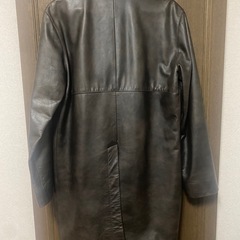【Y00083】A.P.C（アーペーセー）レザーロングコート　1(S)　フランス製　牛革　古着　の画像